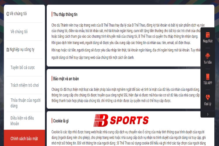 Bsports có quy định chính sách bảo mật rõ ràng