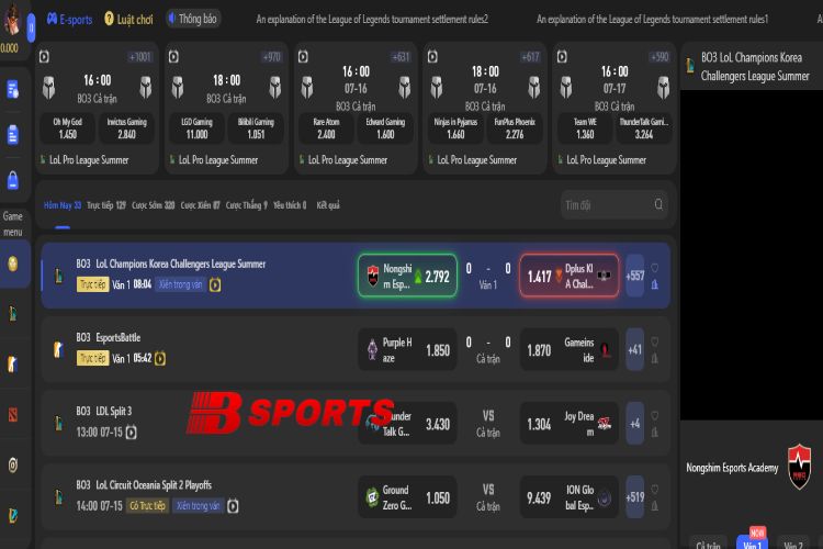 Chơi kèo xiên Esports tại Bsports có mức trả thưởng rất cao