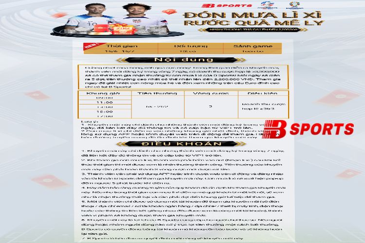 Khuyến mãi mưa lì xì cho bet thủ của Bsports