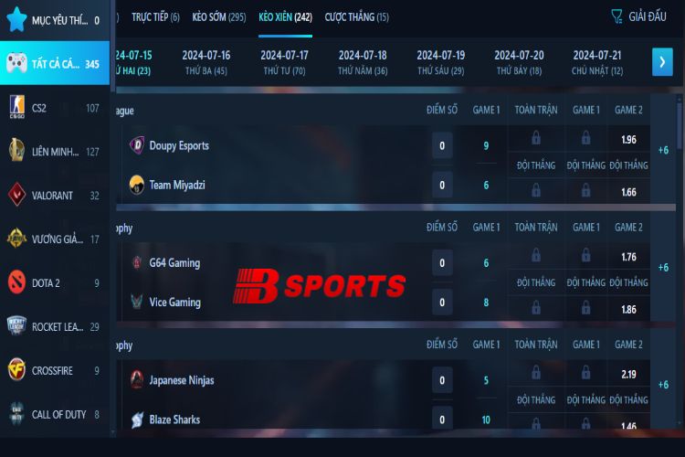 Sảnh cược DB Esports trên Bsports