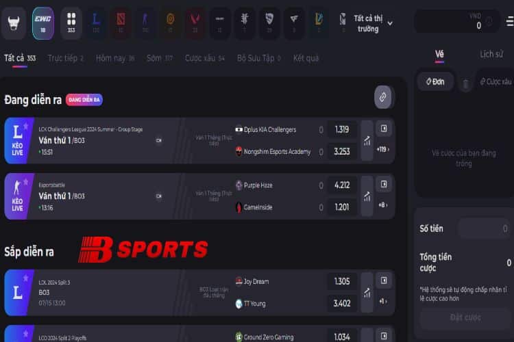 Sảnh IM Esports trên Bsports
