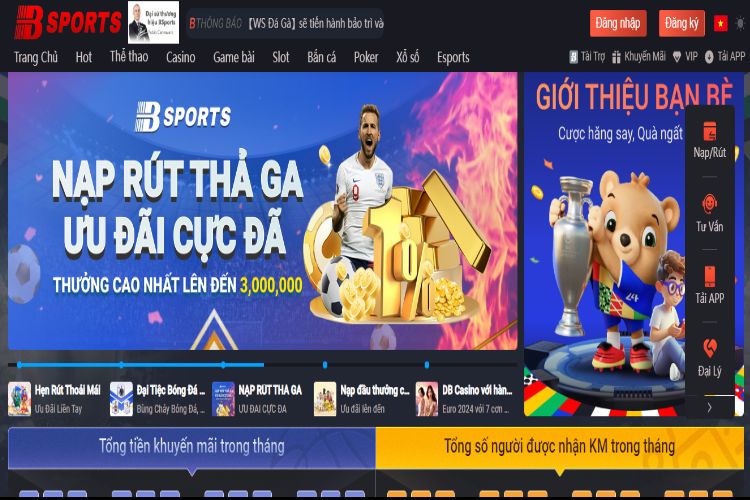 Trang chủ Bsports có giao diện rất dễ nhìn