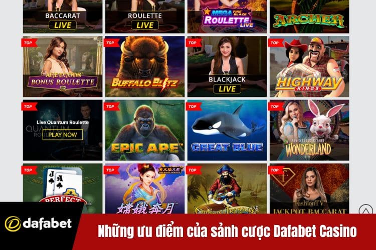 Những ưu điểm của sảnh cược Dafabet Casino